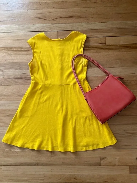 NY & Company Yellow Sleeveless Fit & Flare Dress - Medium - Picture 9 of 9